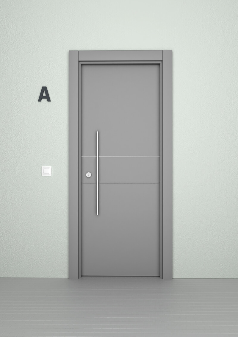Puerta de exterior fresada en aluminio Nazan 400 2H