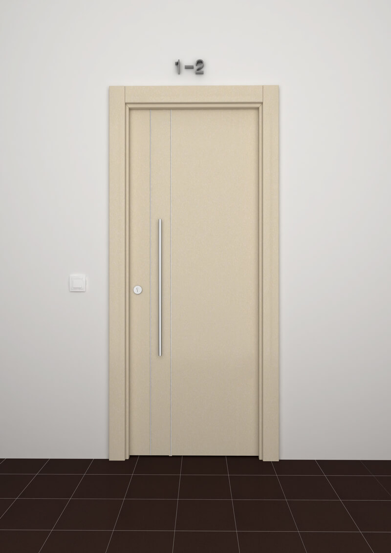 Puerta de exterior fresada en aluminio Nazan 400 2V2 Puerta de exterior fresada en aluminio Nazan 400 2V2