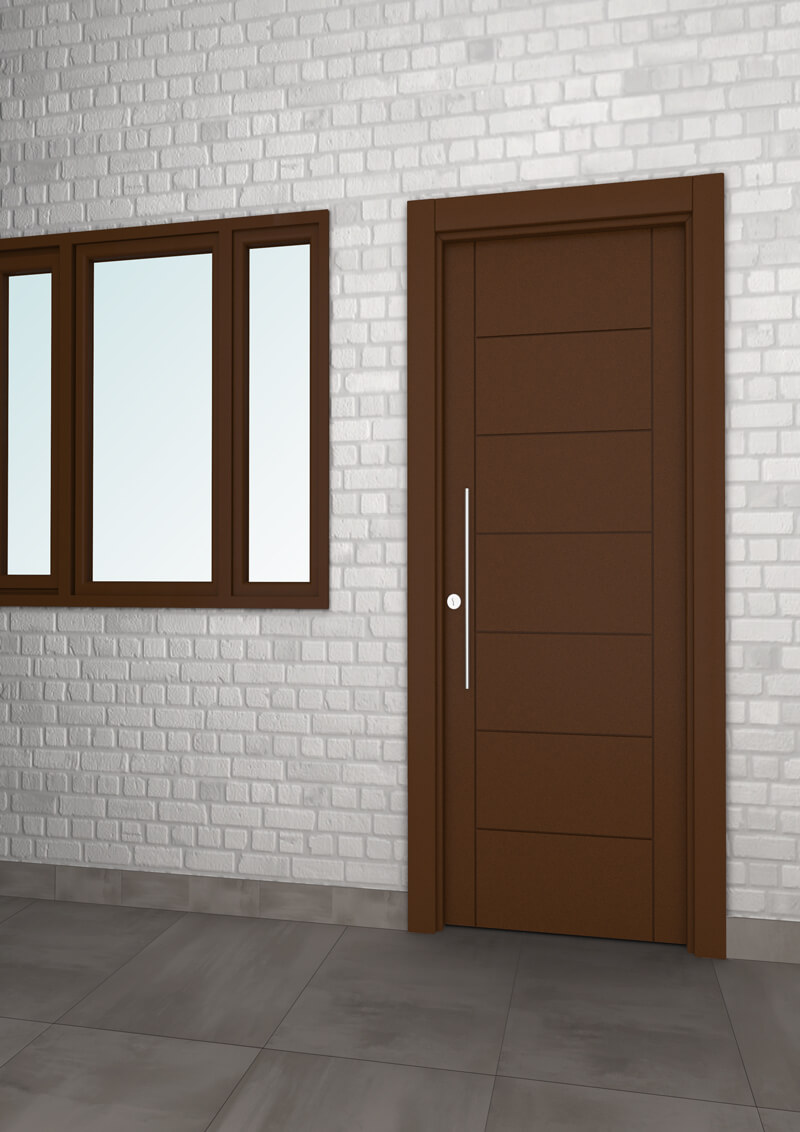 Puerta de exterior fresada en aluminio Nazan 400 6H2V Puerta de exterior fresada en aluminio Nazan 400 6H2V